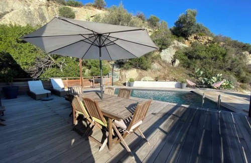 Figarella House | Top of villa with pool at the seaside