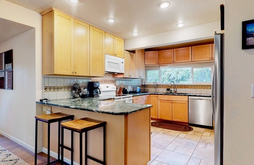 Burley House | Tree-lined home with firepit, grill, balcony, & wood-burning fireplace - dogs ok