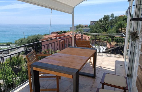 Villammare Apartment | Trilocale with Scenic Terrace Steps from the Beach