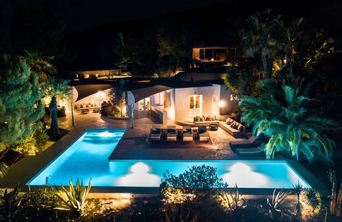 Sant Antoni de Portmany Villa | Exquisite Tropical Villa with Ocean Views & Private Pool