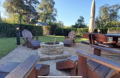 River Ranch House | Top-Rated Two Bedroom Glamping RV with Golf Cart Access