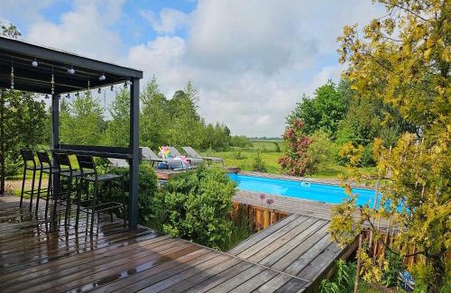 Lithuania House | Vaitų Riešutynė - Cozy Container House with Pool & Hot Tub