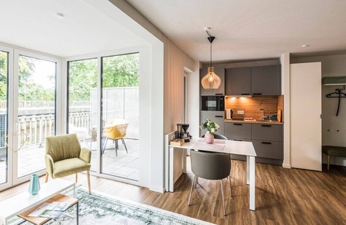 Nordhorn Apartment | "Vechte-Garten" new build with a view of the water & PP