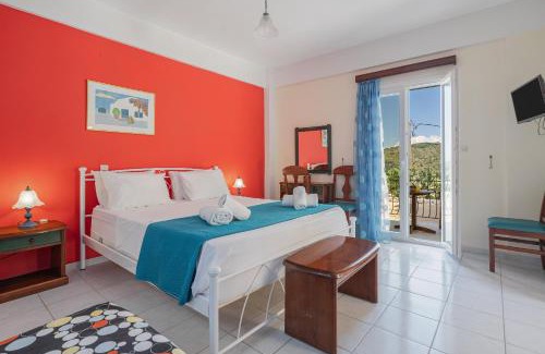 Vathy Apartment | Guest Rated 9.6: Veroni's Studio with Pool & Family Fun