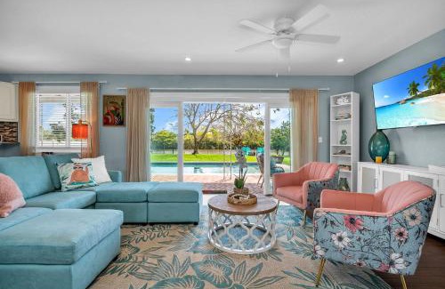 West Palm Beach Villa | Vibrant Oceanfront Pool Home with Kayak & Firepit Fun