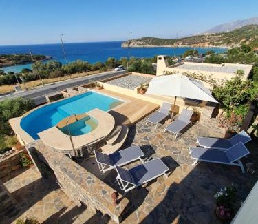 Istron Villa | Villa Azure Sea: Oceanfront Paradise with Pool & Hot Tub