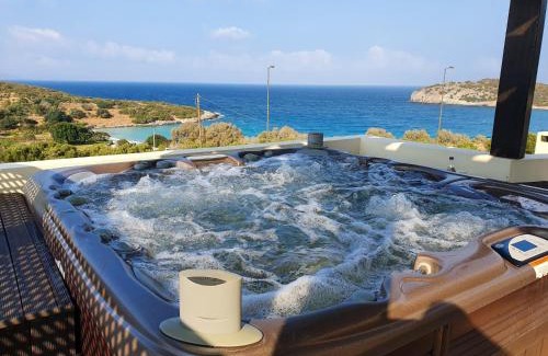 Istron Villa | Villa Azure Sea: Oceanfront Paradise with Pool & Hot Tub