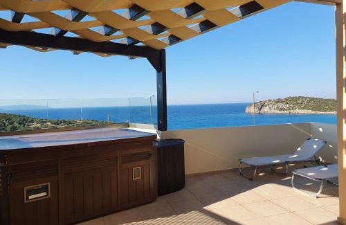 Istron Villa | Villa Azure Sea: Oceanfront Paradise with Pool & Hot Tub