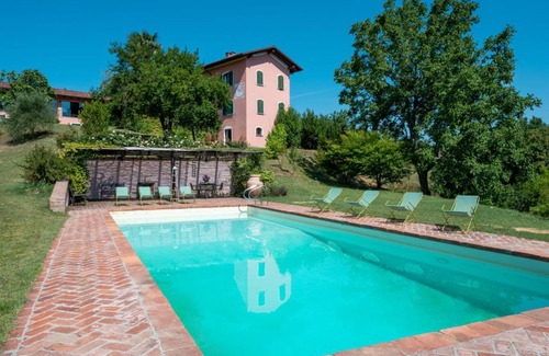 Soglio Villa | Elegant Holiday Home Bric del Vento with Pool & Fireplace