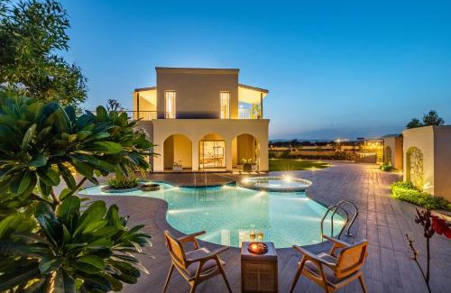 Amer Villa | Villa Fiorita Stunning Mediterranean-Style 3 BHK Villa With Outdoor Pool, Bar & Hill Views