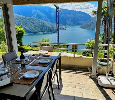 Carona Villa | Experience Villa Martino: Poolside Bliss with Lake Views