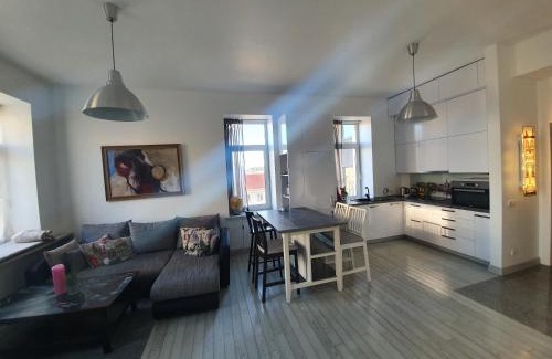 Business District Apartment | Elegant Vilnius Apartment with Stained Glass & Pet-Friendly