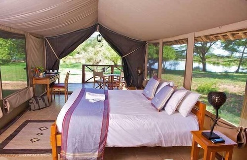 Taveta Cabin | Experience Voyager Ziwani Tented Camp: Guest Rated 9.8!