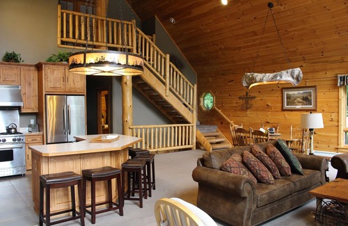 Old Forge Cabin | Waterfront Log Home: Family-Friendly with Pool & Lake Views