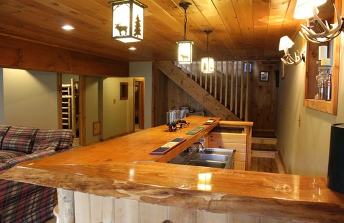 Old Forge Cabin | Waterfront Log Home: Family-Friendly with Pool & Lake Views