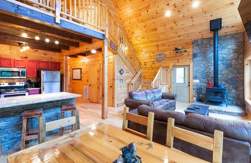 Tuckasegee Cabin | Serene Waterfall Hideaway: Streamside Cabin with Hot Tub
