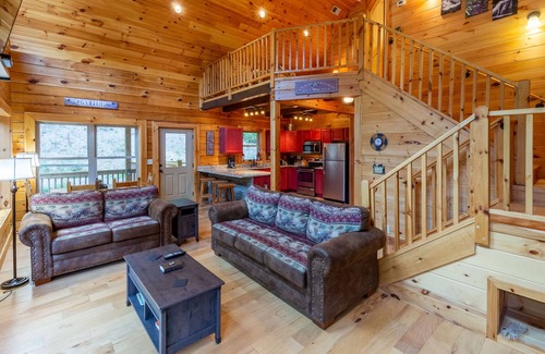 Tuckasegee Cabin | Serene Waterfall Hideaway: Streamside Cabin with Hot Tub