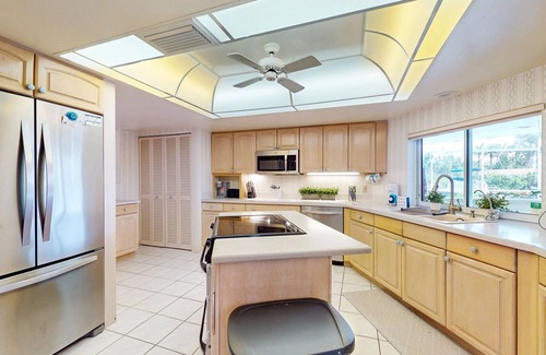Sorrento Shores House | Waterfront home with pool, dock accessible to Gulf, dog friendly with AC & WD