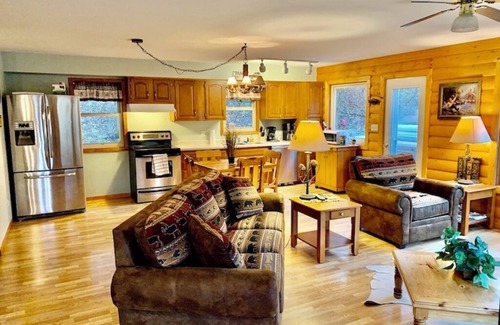 Lansing Cabin | Inviting White Pine Cabin with Pool, Hot Tub & Pet-Friendly