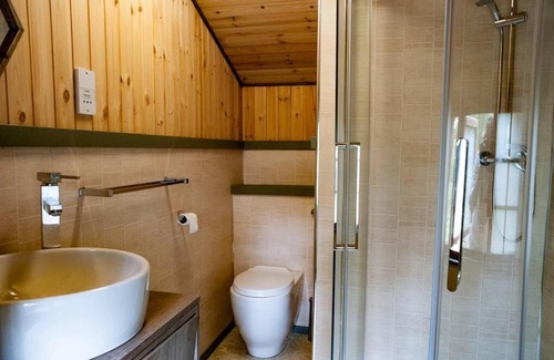 East Drayton Ski Chalet | Cozy Wooden Tiny House Glamping Cabin with Hot Tub