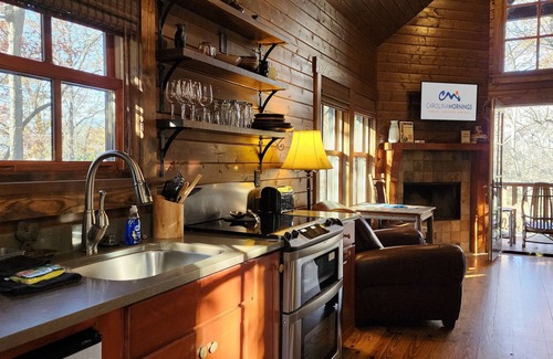 Cheshire Cabin | Wren's Den: Relaxing Retreat with Jetted Tub & Mountain Views