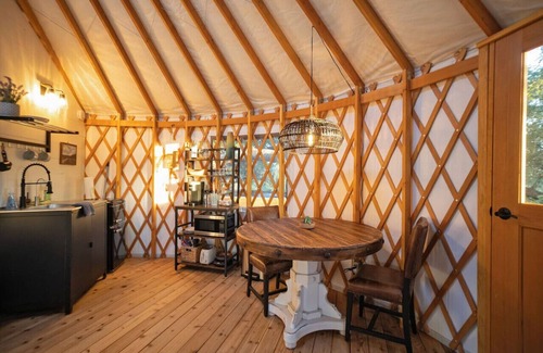 Dripping Springs RV Rental | Elevated Yurt 2: Unique Tree Retreat with Modern Amenities