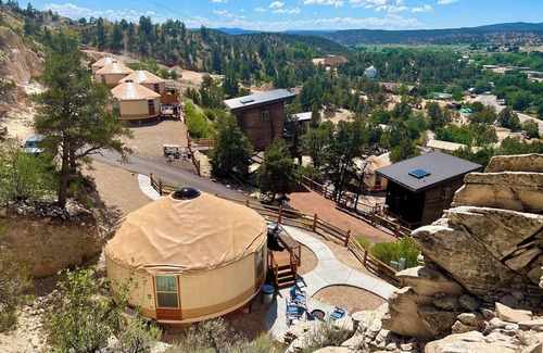 Orderville House | Top-Rated Yurt Overlook #3: AC, Private Bath & Spa