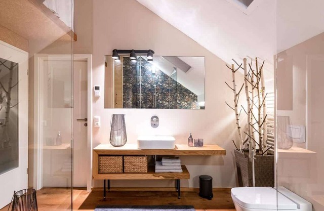 Architect's apartment with private sauna, whirlpool bath, wood-burning stove .