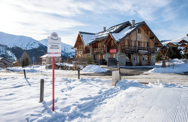 At the foot of the ski slopes and shops, and lake (summer) ❤️