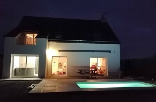 Beachfront villa with heated indoor pool, Jacuzzi and games room.