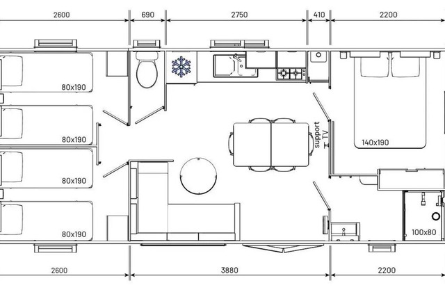 Campsite Le Val de Durance * - Mobile home Comfort 4 rooms 6 people air-conditioned