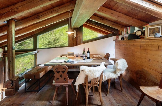Characteristic rustic-style rascard in an panoramic hamlet with Matterhorn view