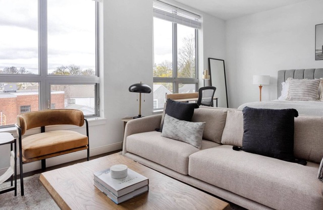 Chic studio w/ Gym, W/D, Steps from Newtonville Train by Blueground