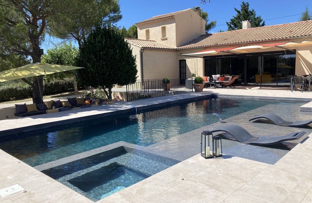 Contemporary house with pool and outbuilding