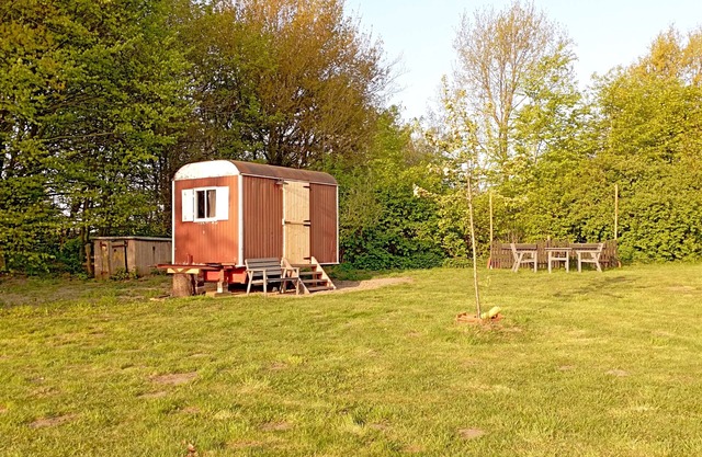 Cozy construction trailer at the Heuerhaus Balkum