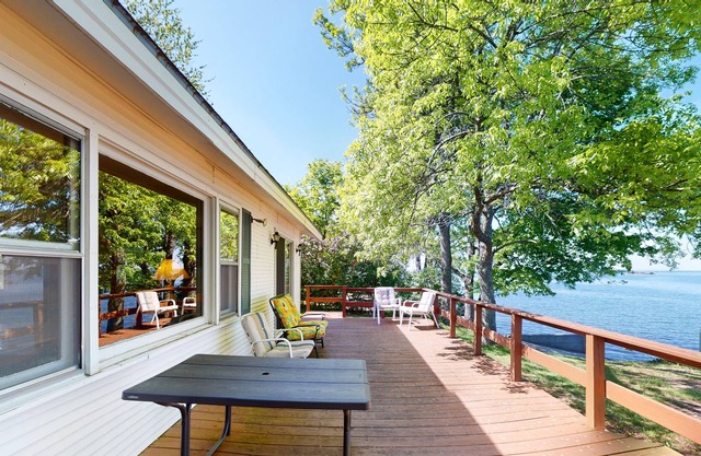 Dog-friendly lakefront home with amazing Lake Champlain views, deck, & firepit