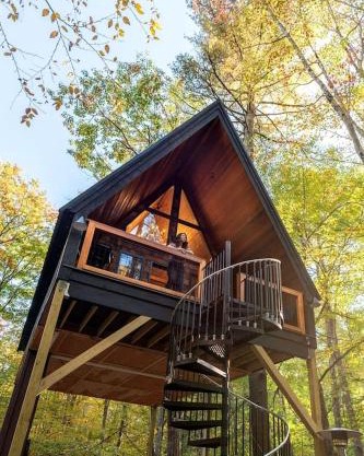 Eco-Friendly Solar Powered A-Frame Treehouse with Hot Tub and Private Dock on Littlefield Pond, near Wells, Maine
