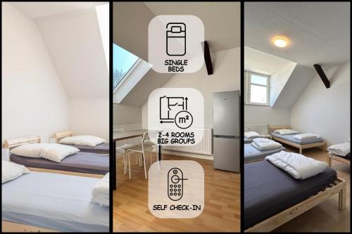 Einzelbetten, Waschmaschine, ideal für Gruppen