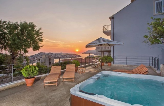 Enjoy beautiful sunset views over Dubrovnik while relaxing in our jacuzzi