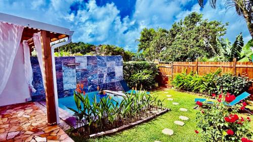 Géko, piscine, jardin, paisible