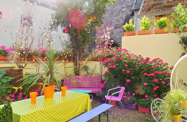 Home and garden in vibrant colored frame ready villagers living