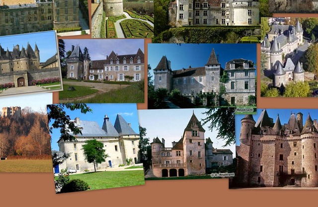house fenced and wooded green Perigord overlooking castle