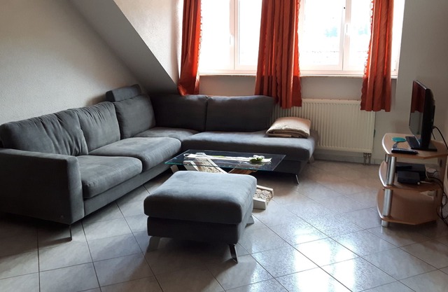 Idyllically Situated Holiday Apartment "Hermannshöhe FeWo 5" on a Farm with Shared Garden, Playground, Terrace, Barbecue, Wi-Fi & TV; Parking Available