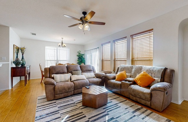 Inviting home with enclosed yard and patio area with gas grill