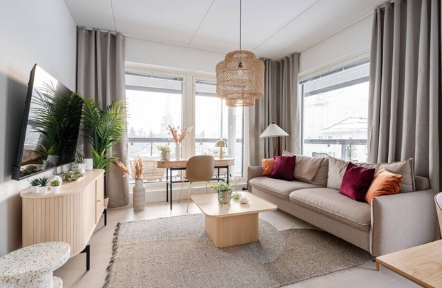 Modern 2BR Apartment with Sauna and Balcony