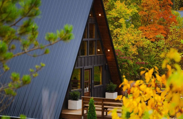 Modern A-Frame + Barrel Sauna | Hot Tub | Kid's Fort | Private Trails