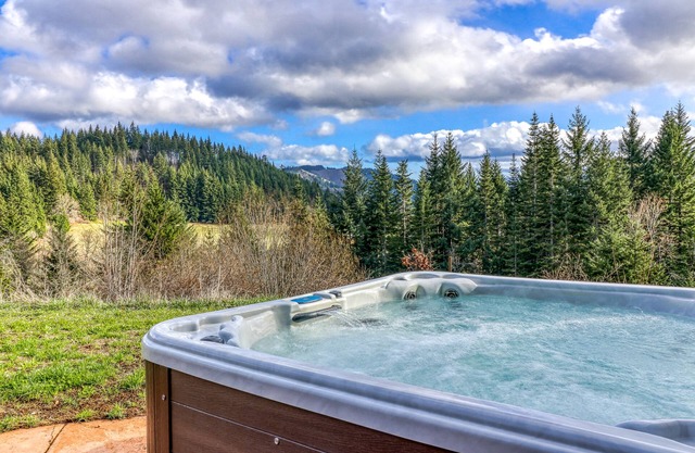 Mountain cabin on 5 acres with private hot tub & Mt. Hood views
