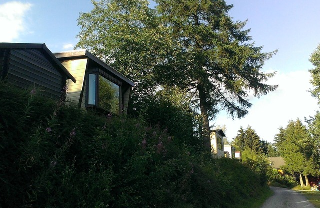 Neat holiday chalet at the top of a fantastic terraced campsite