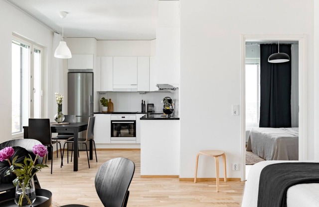 New 1BR Apt with Sauna, Balcony & 11th Floor Views