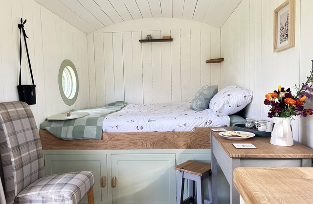 Peaceful shepherds hut with hammock